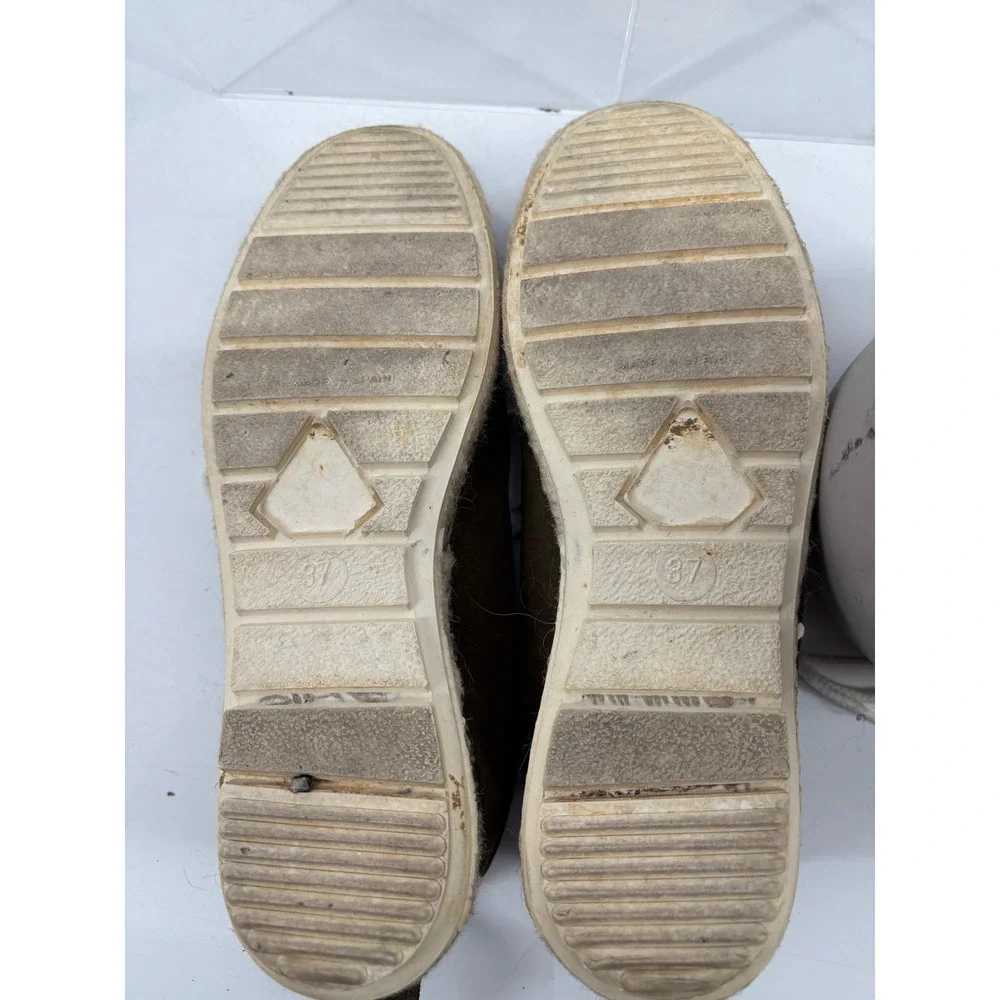 Gitana Made In Spain Suede Leathrr Lace-Up Espadrilles Olive Green Comfort 37 EU